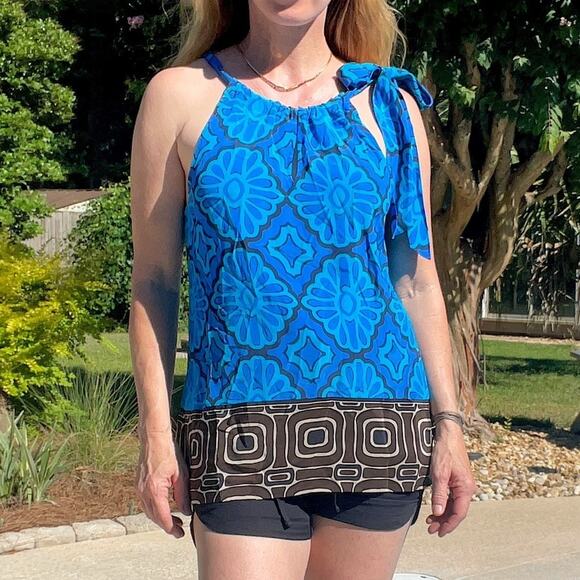 Trina Turk silk Mediterranean style blouse - Picture 1 of 6